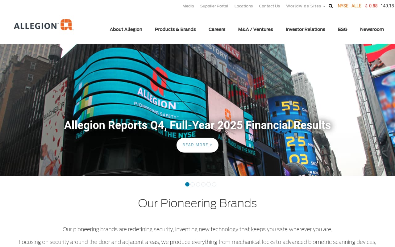 Allegion Security website screenshot