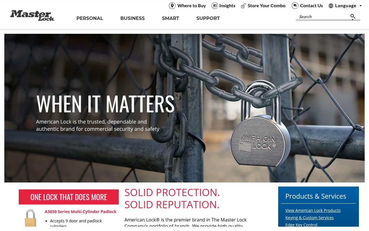 American Lock website screenshot