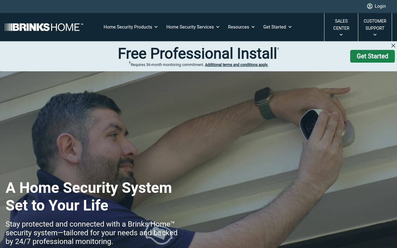 Brinks Home Security website screenshot