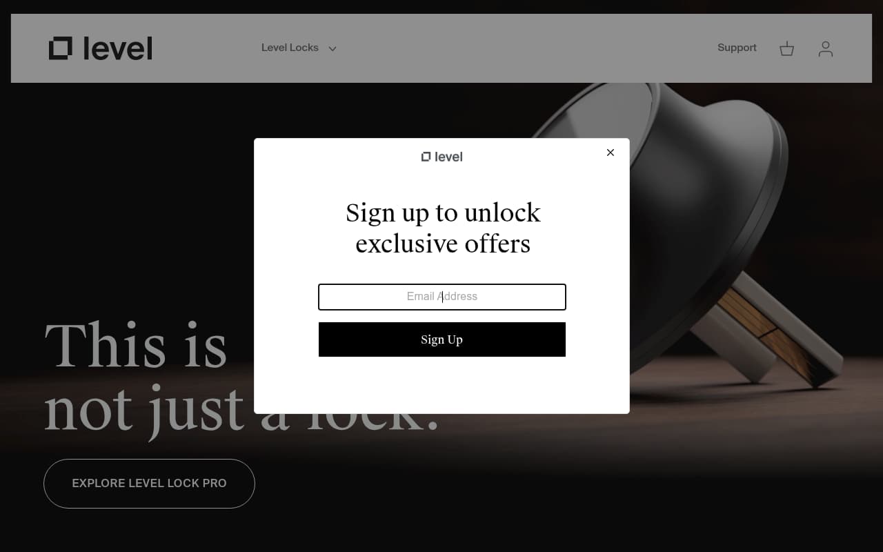 Level Lock website screenshot