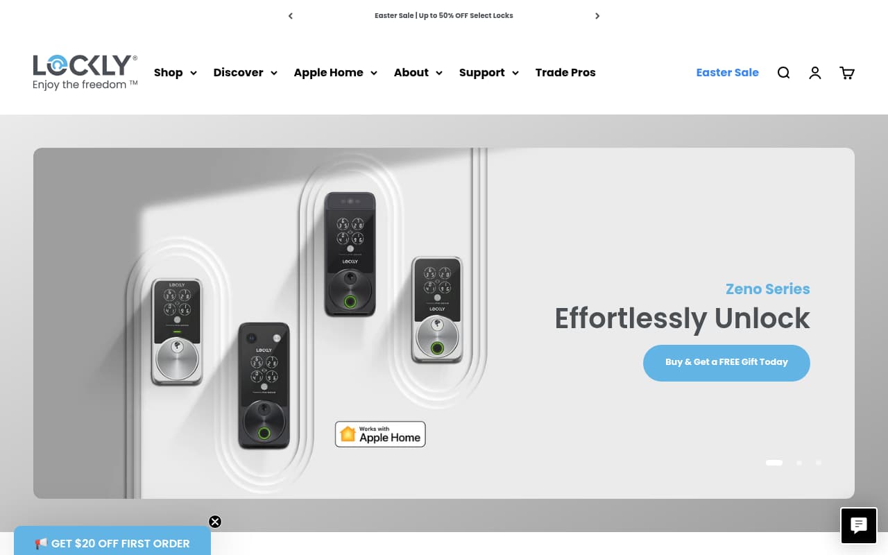 Lockly Smart Lock website screenshot