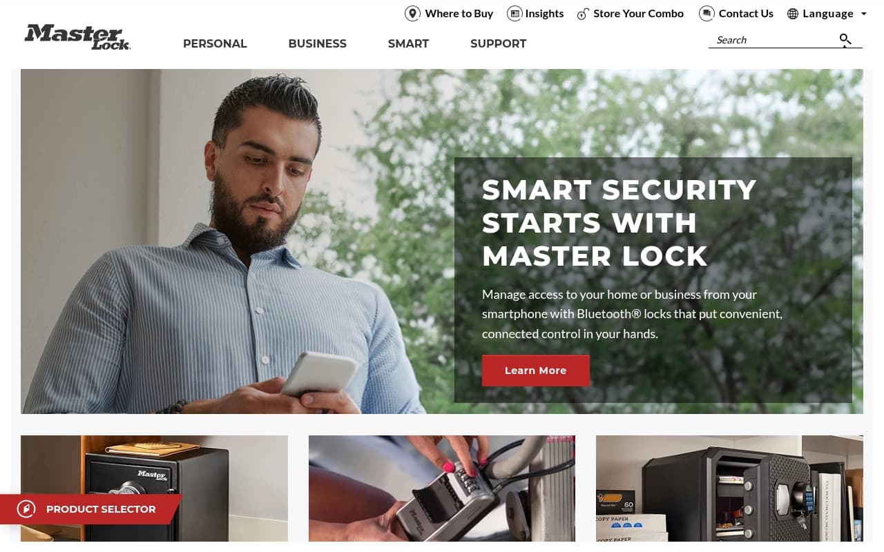 Master Lock website screenshot