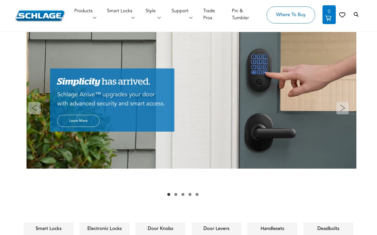 Schlage Locks website screenshot