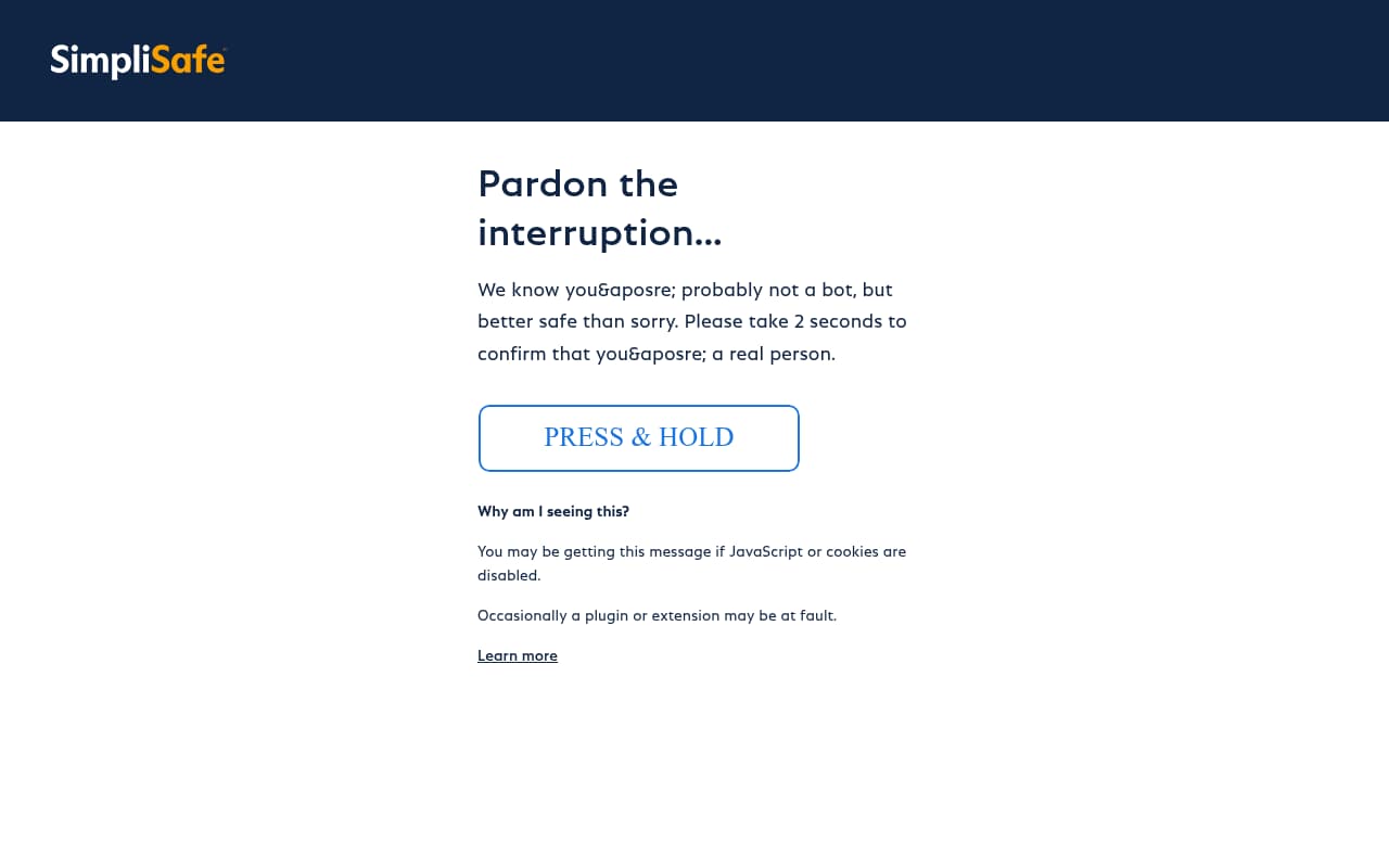 SimpliSafe website screenshot
