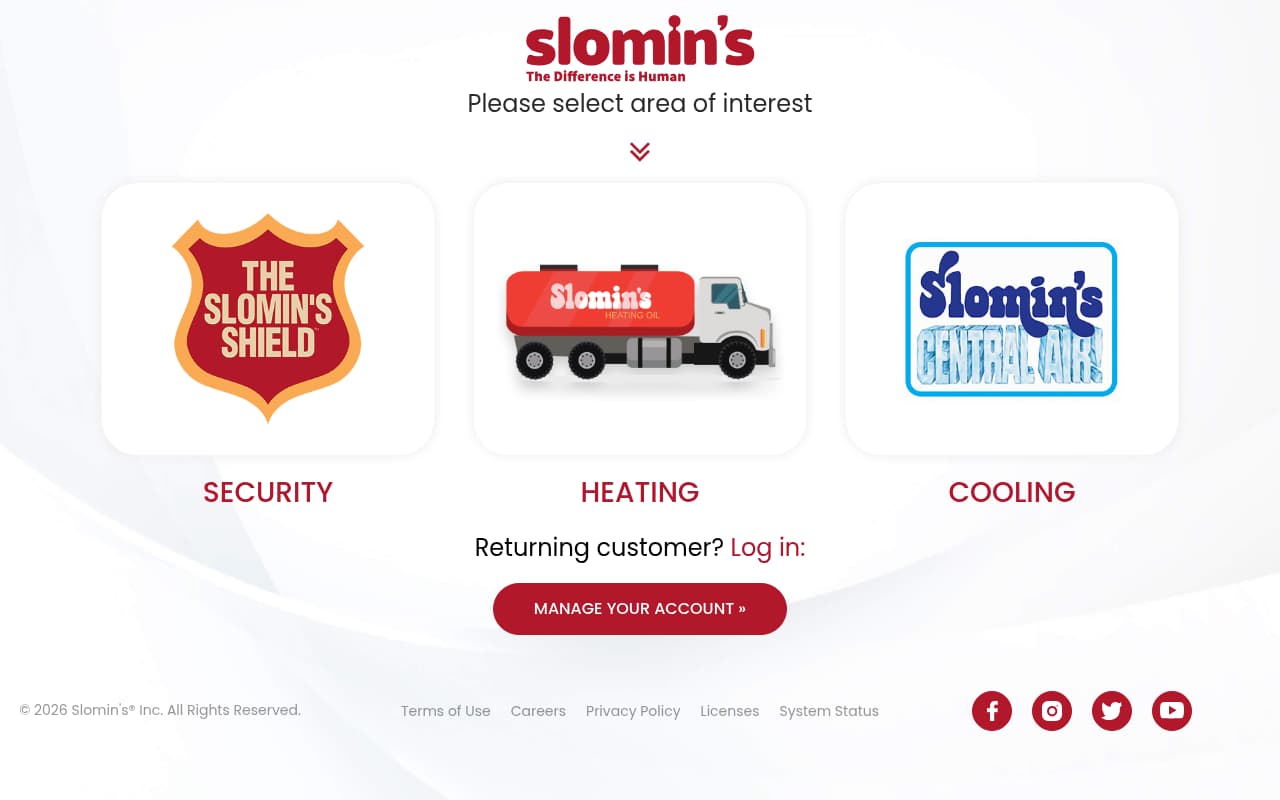 Slomin's Security website screenshot