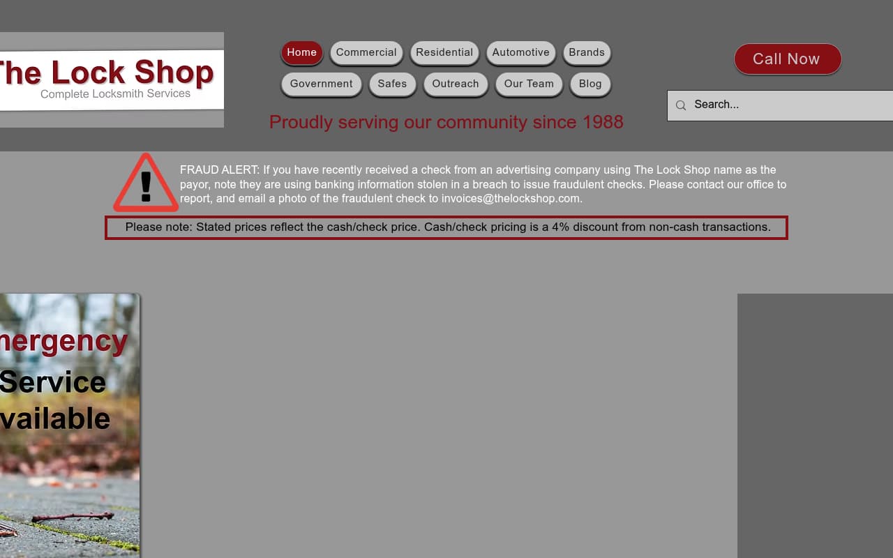 The Lock Shop website screenshot