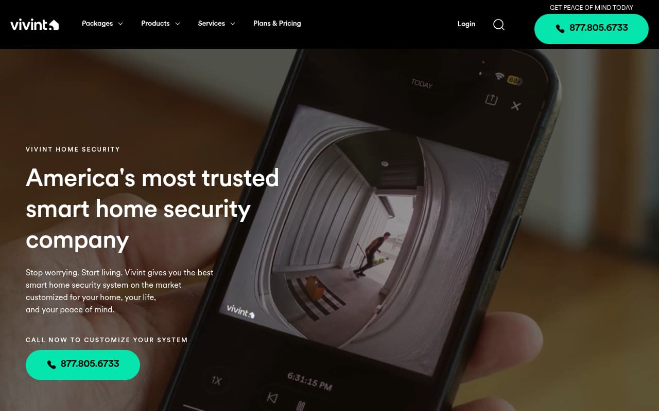 Vivint Smart Home website screenshot