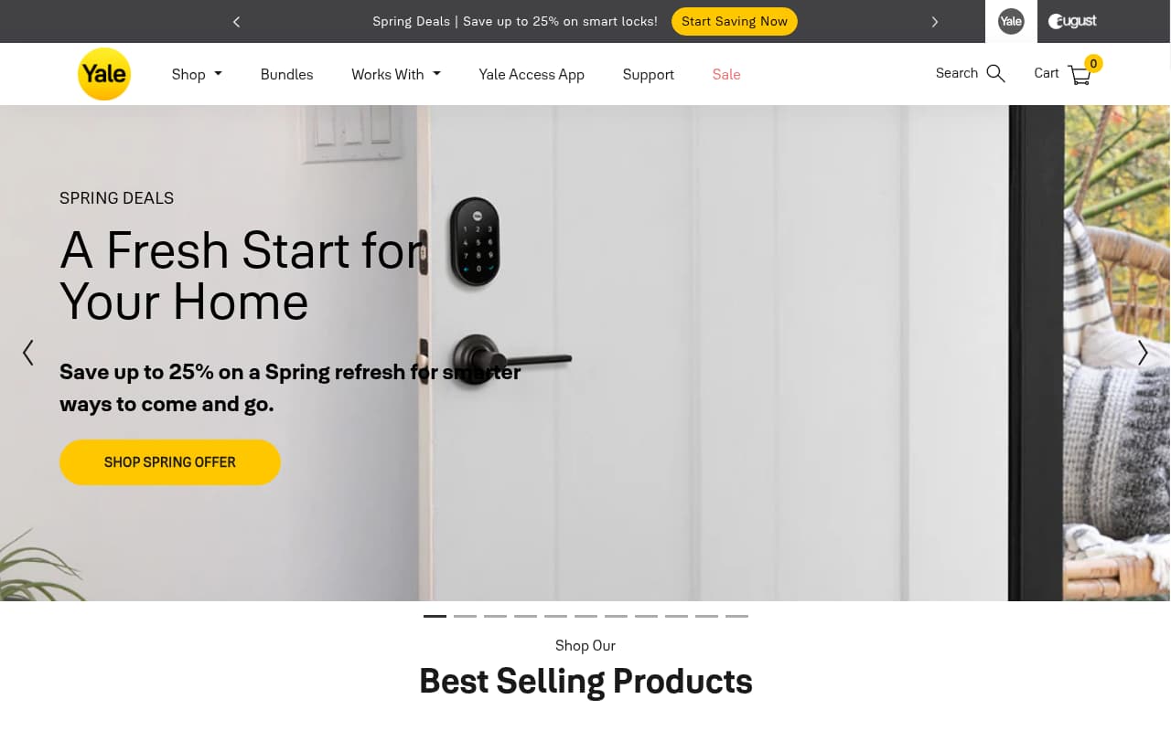 Yale Locks website screenshot