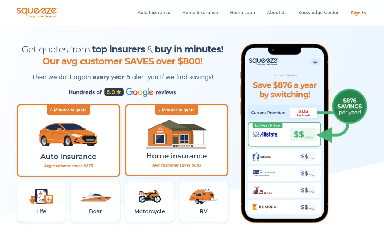 Squeeze Massage website screenshot