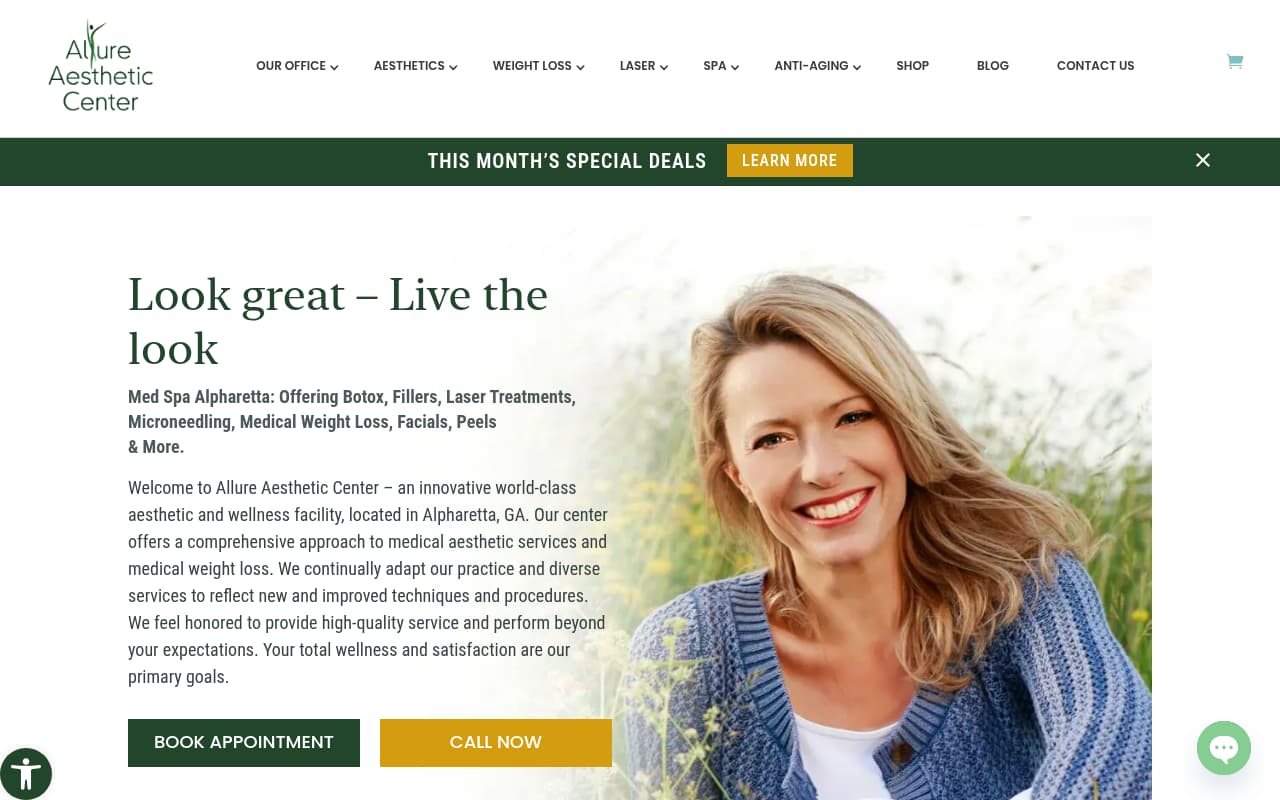 Allure MedSpa website screenshot
