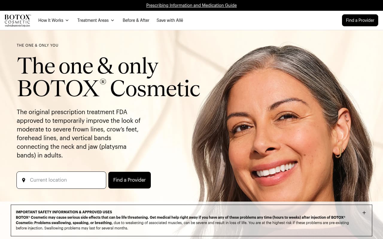 Botox Cosmetic website screenshot