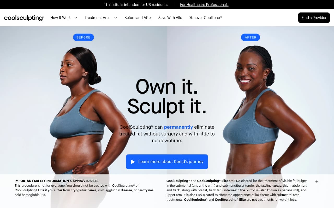 CoolSculpting website screenshot