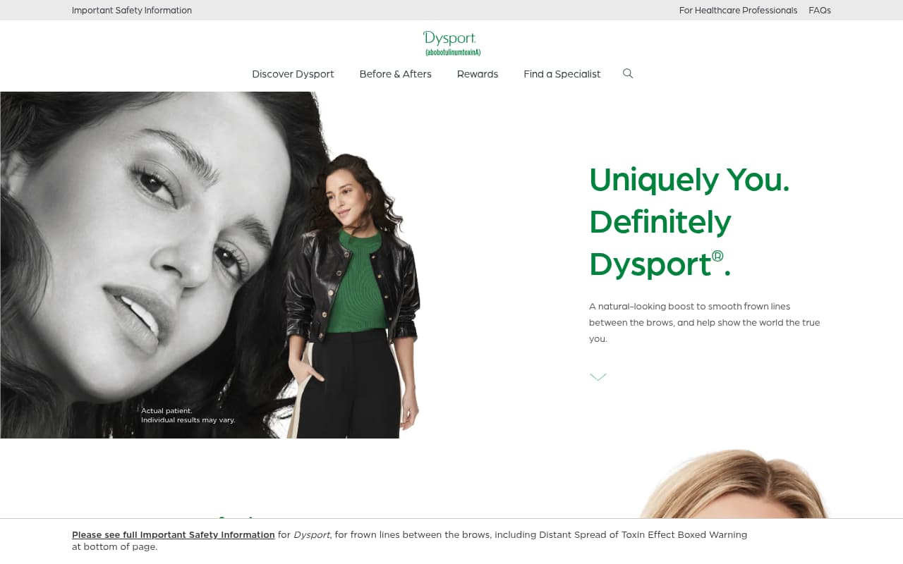 Dysport website screenshot