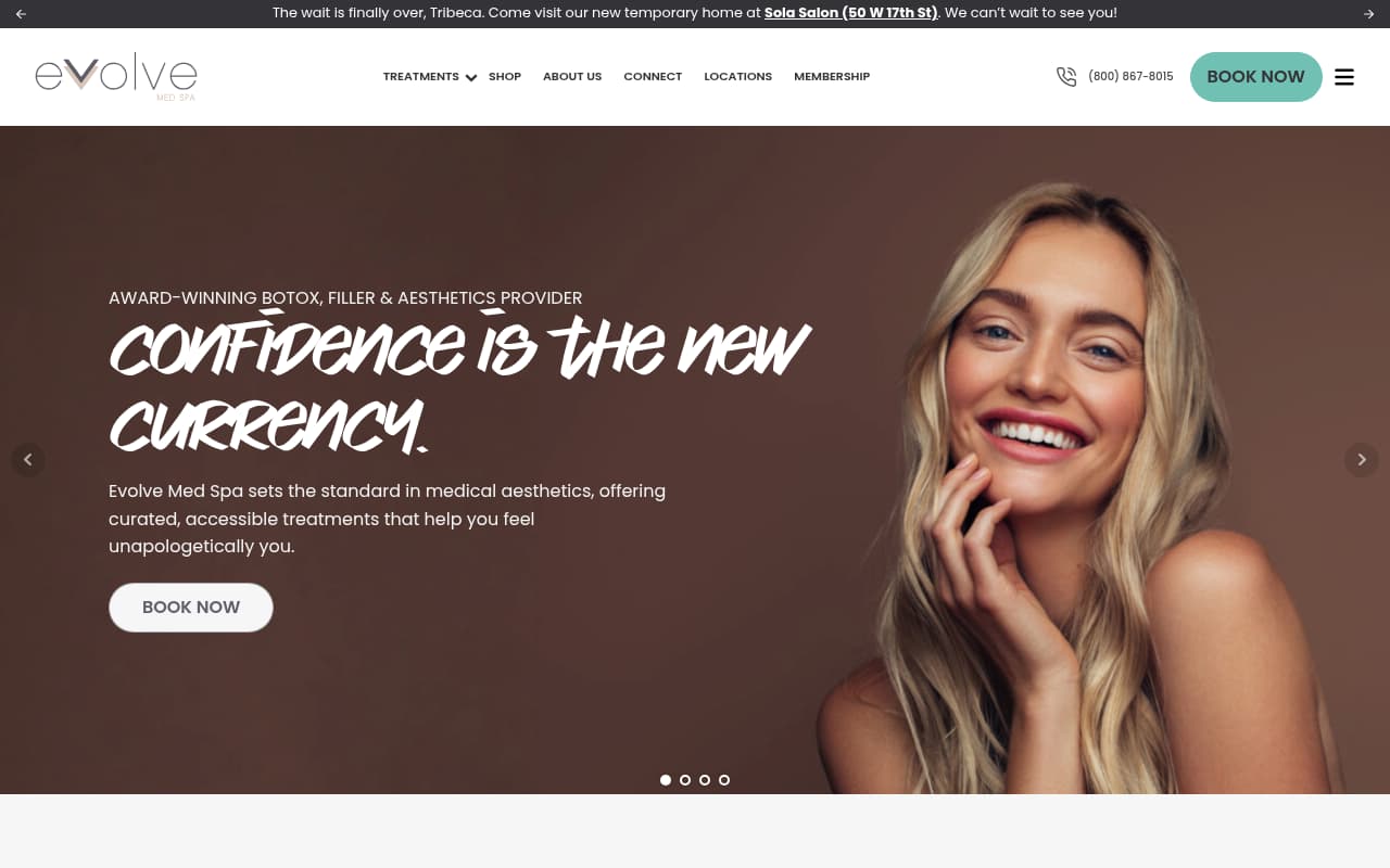 Evolve MedSpa website screenshot