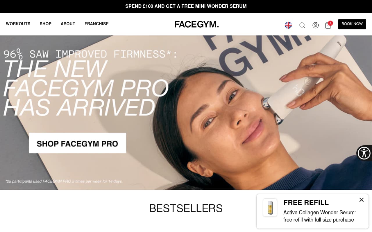 FaceGym website screenshot