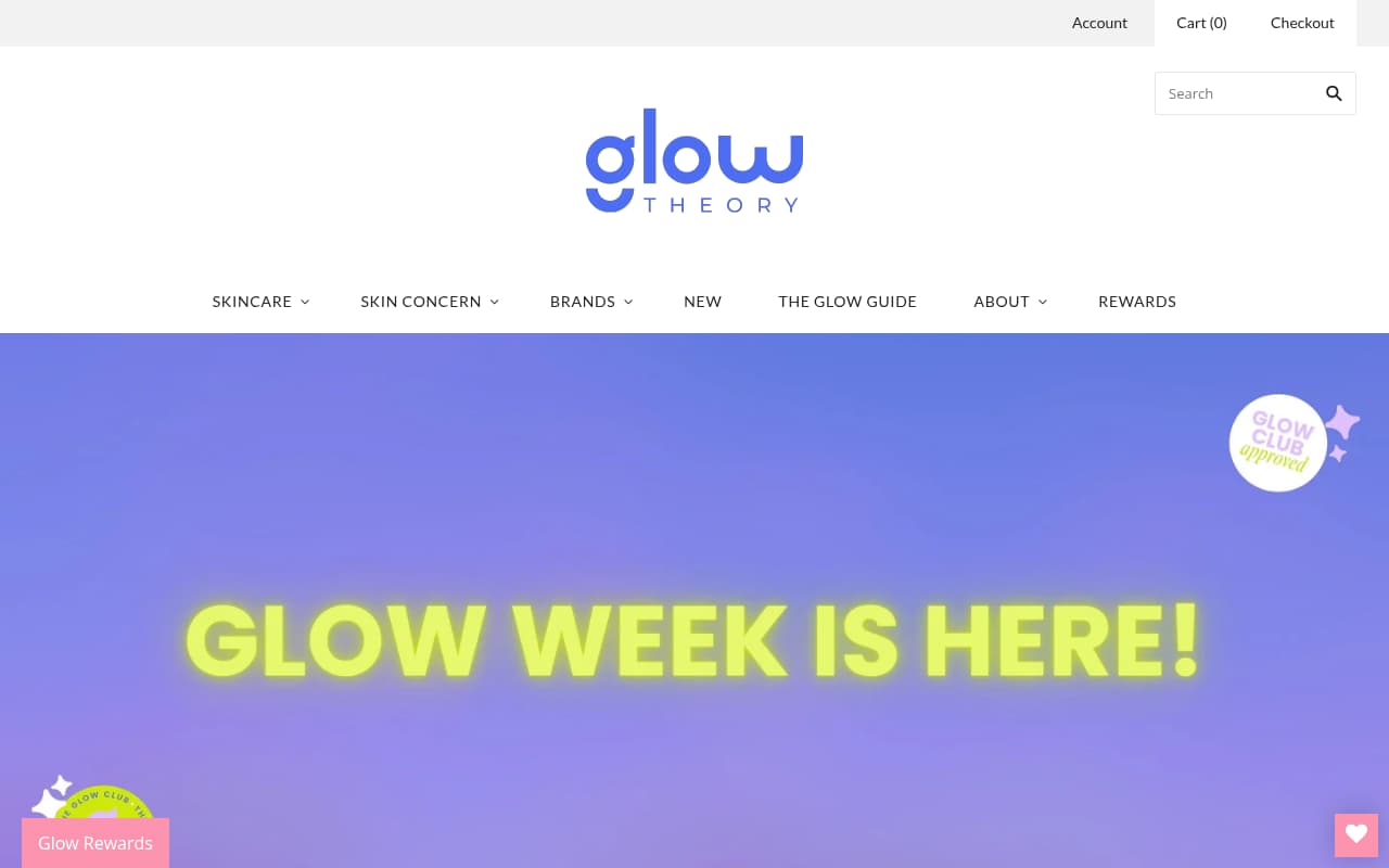 Glow Theory Aesthetic Studio website screenshot