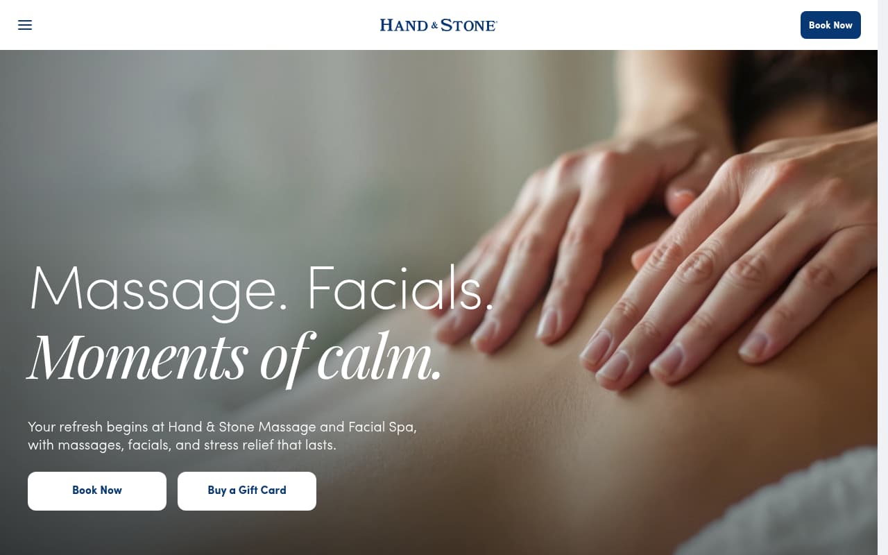 Hand & Stone Massage website screenshot