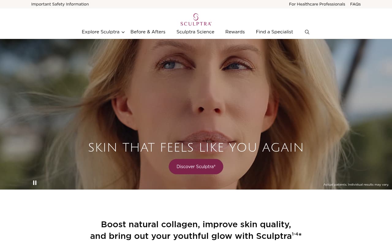 Sculptra website screenshot