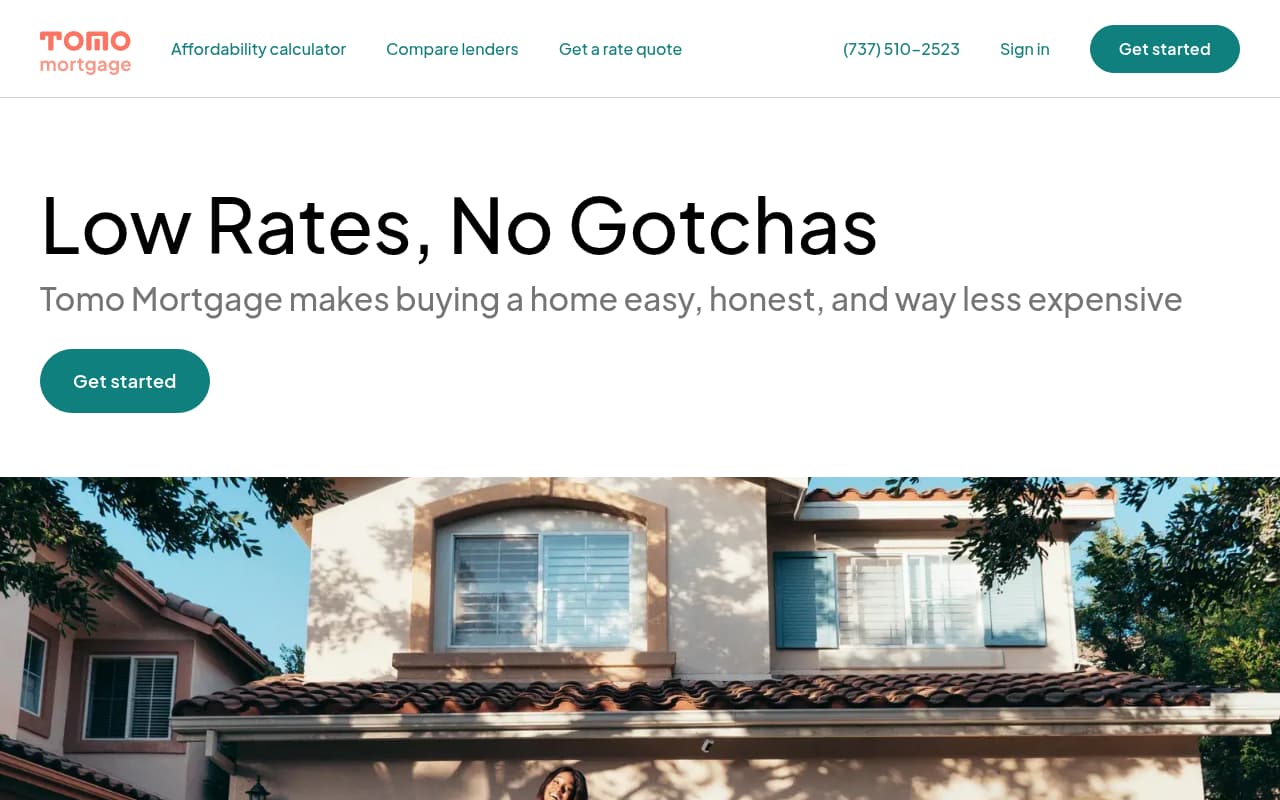 Tomo Mortgage website screenshot