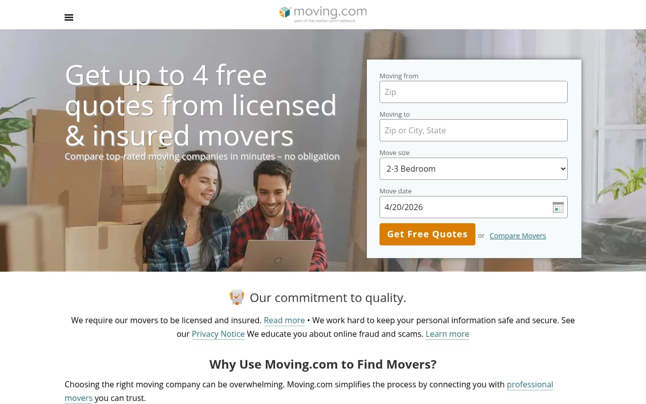 Moving.com website screenshot