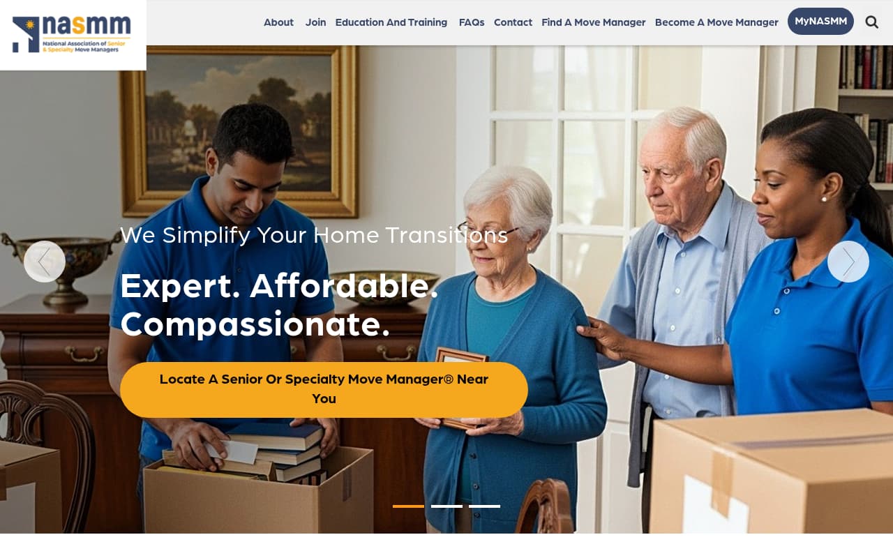 Senior Move Management (NASMM) website screenshot