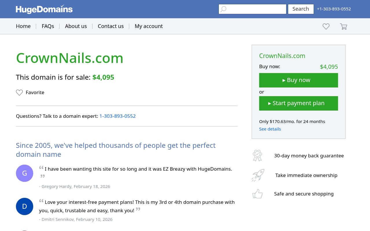 Crown Nails website screenshot