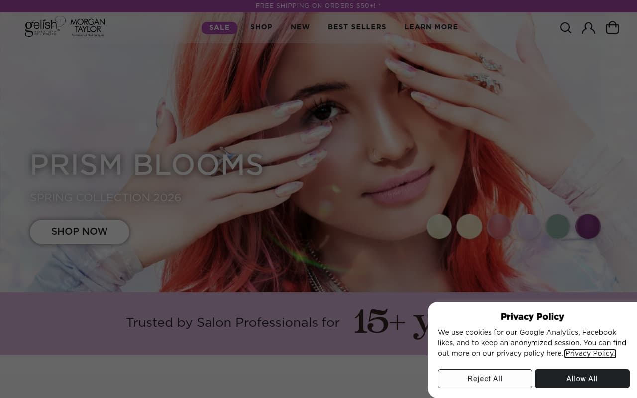 Gelish Nail Salon website screenshot