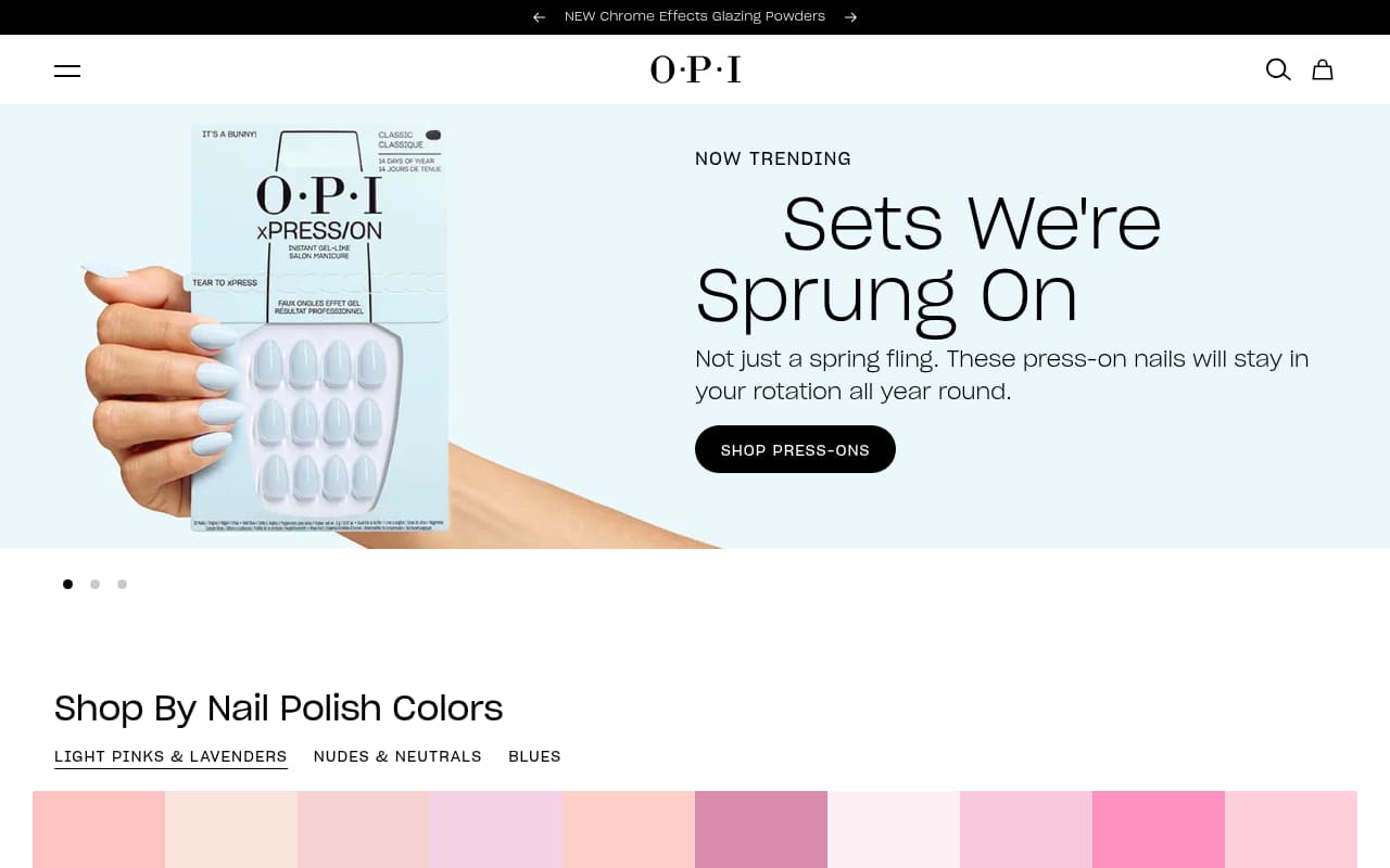 OPI Nail Salons website screenshot