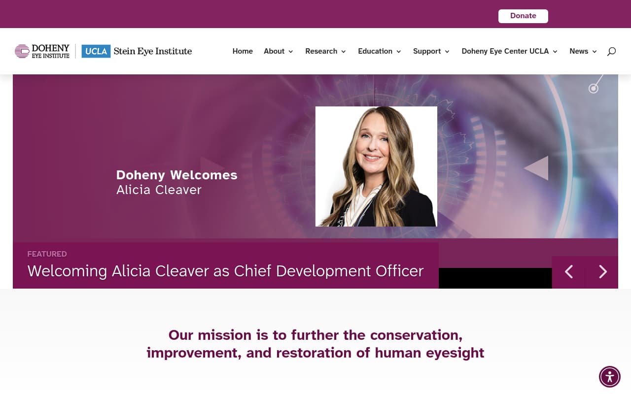 Doheny Eye Institute website screenshot