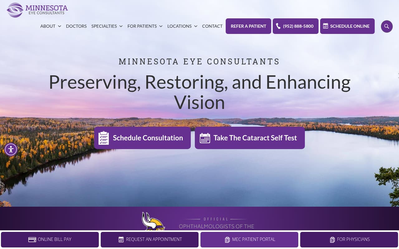 Minnesota Eye Consultants website screenshot