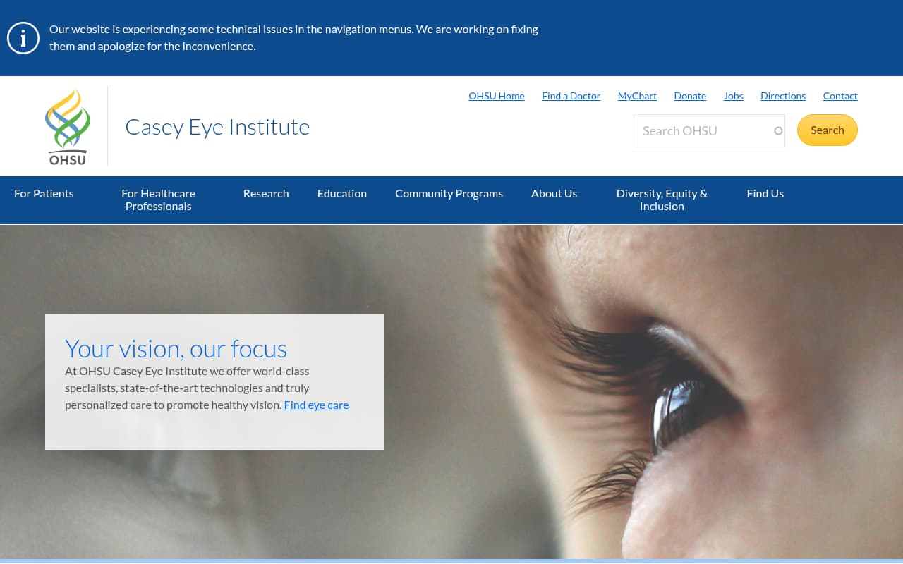Casey Eye Institute website screenshot