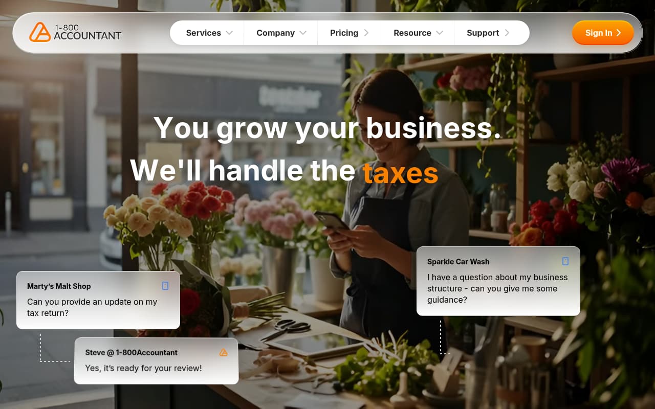 1800Accountant website screenshot