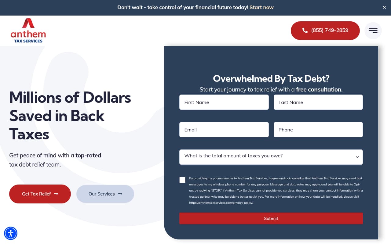 Anthem Tax Services website screenshot