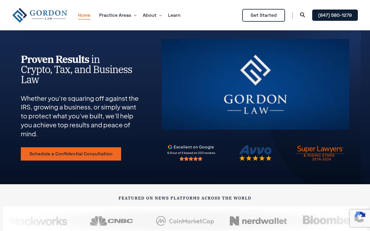 Gordon Law Group (Crypto Tax) website screenshot