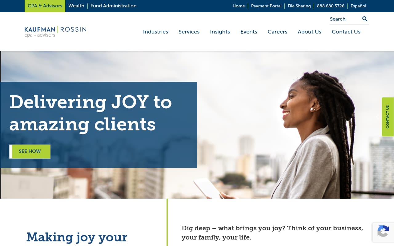 Kaufman Rossin website screenshot