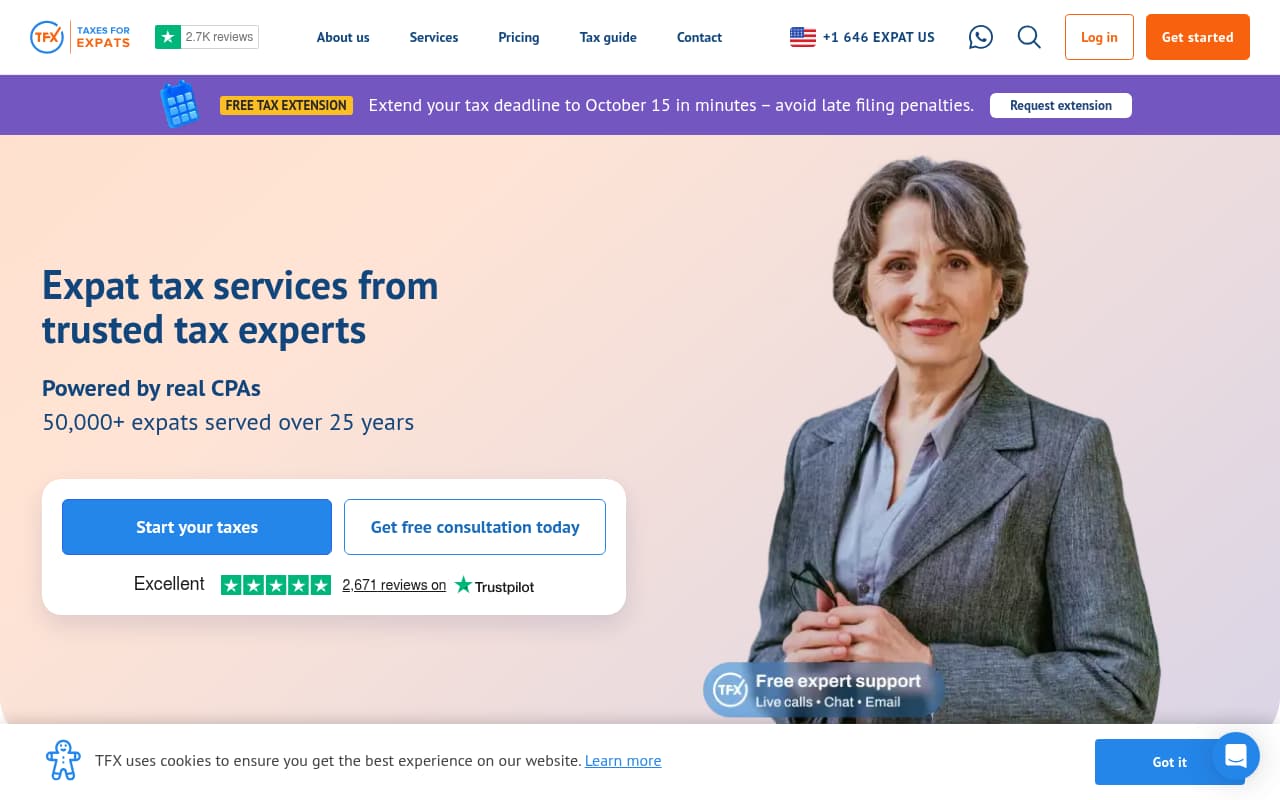 Taxes for Expats website screenshot