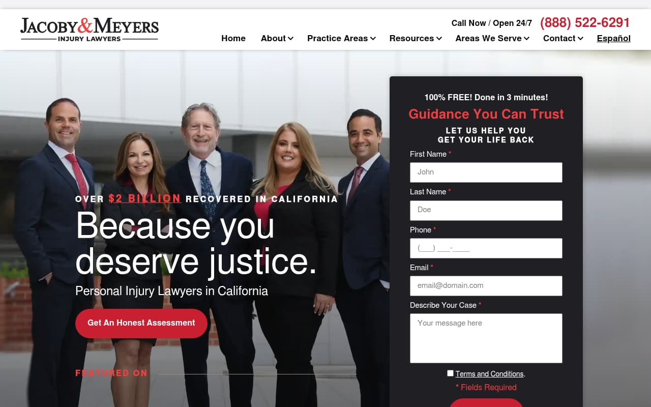 Jacoby & Meyers website screenshot