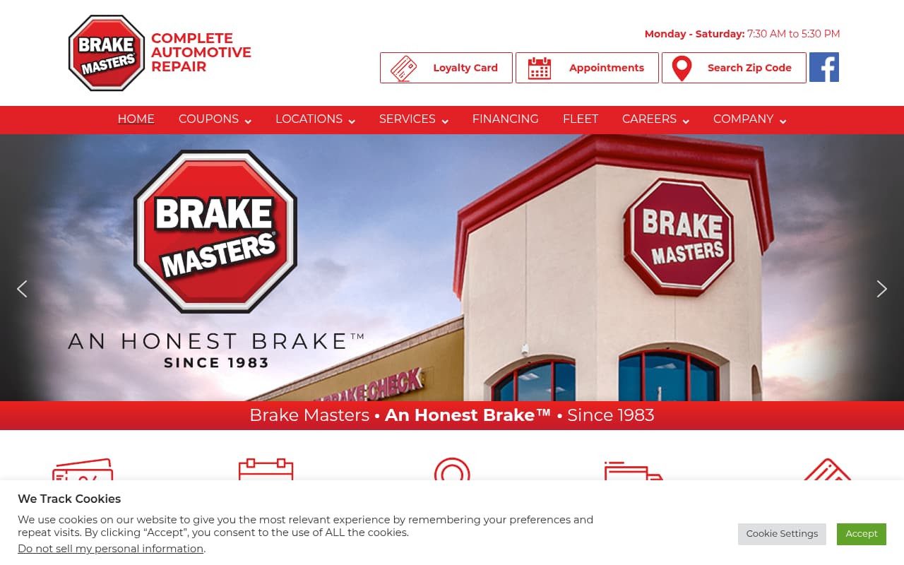 Brake Masters website screenshot