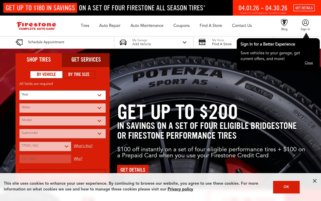 Firestone Complete Auto Care website screenshot