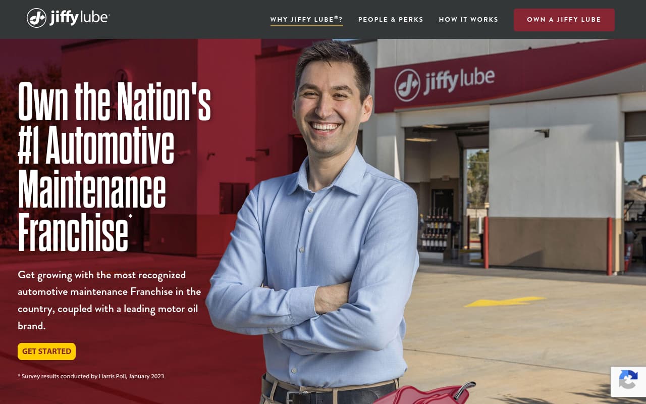 Jiffy Lube Franchise website screenshot