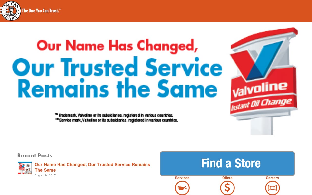 Oil Can Henry's website screenshot