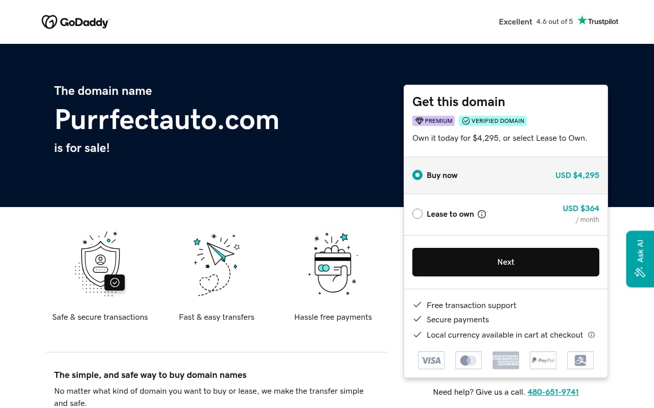 Purrfect Auto Service website screenshot