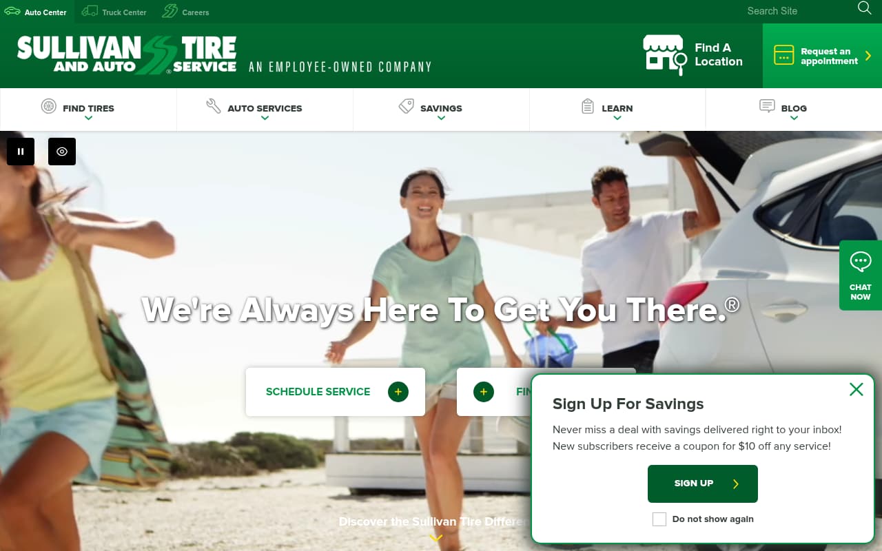 Sullivan Tire & Auto Service website screenshot