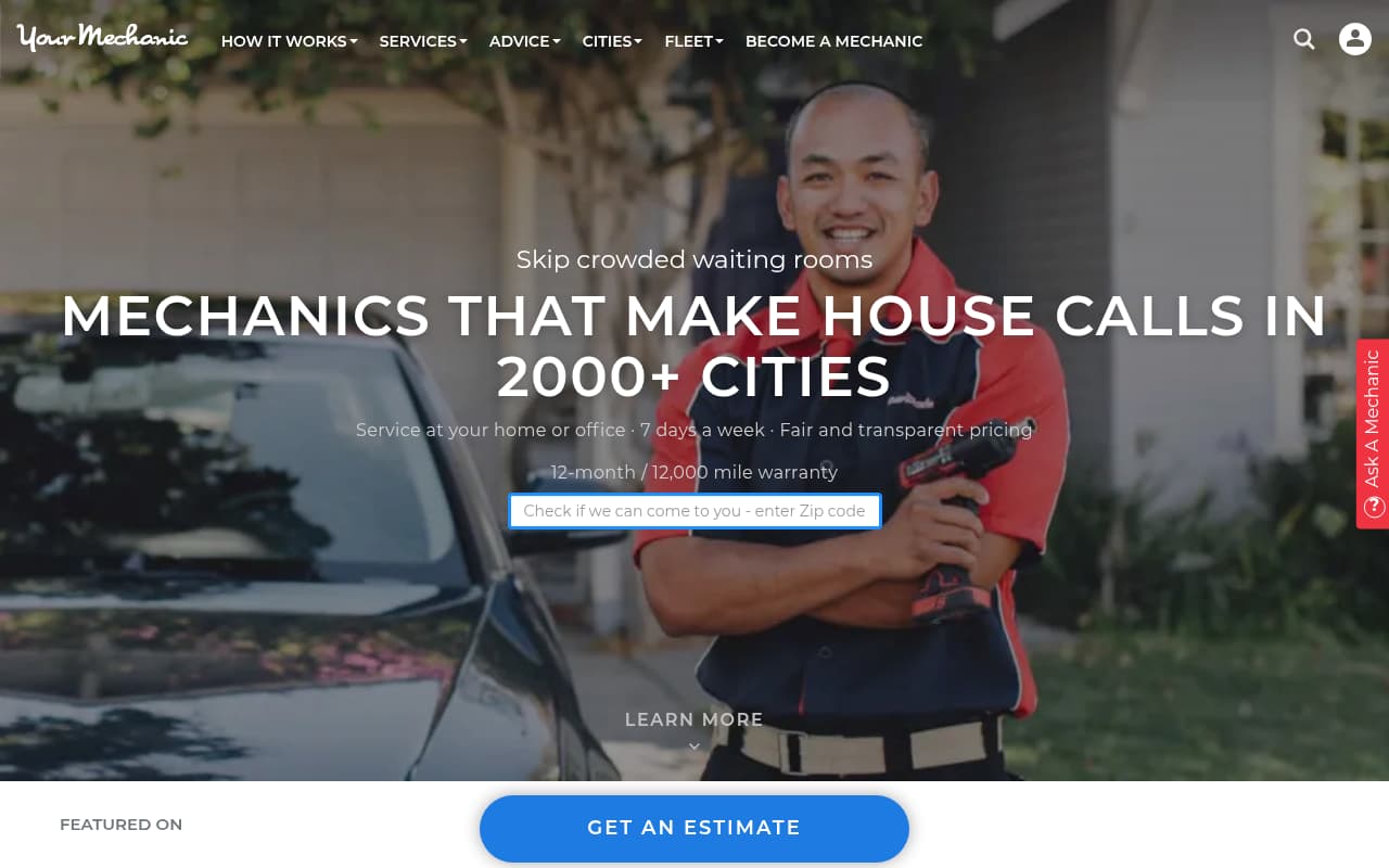 YourMechanic website screenshot