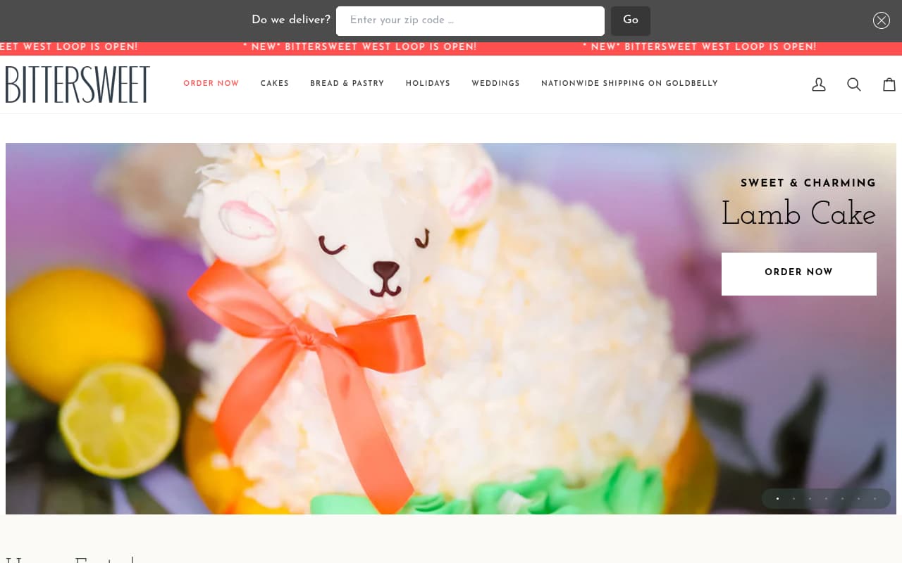 Bittersweet Pastry Shop website screenshot