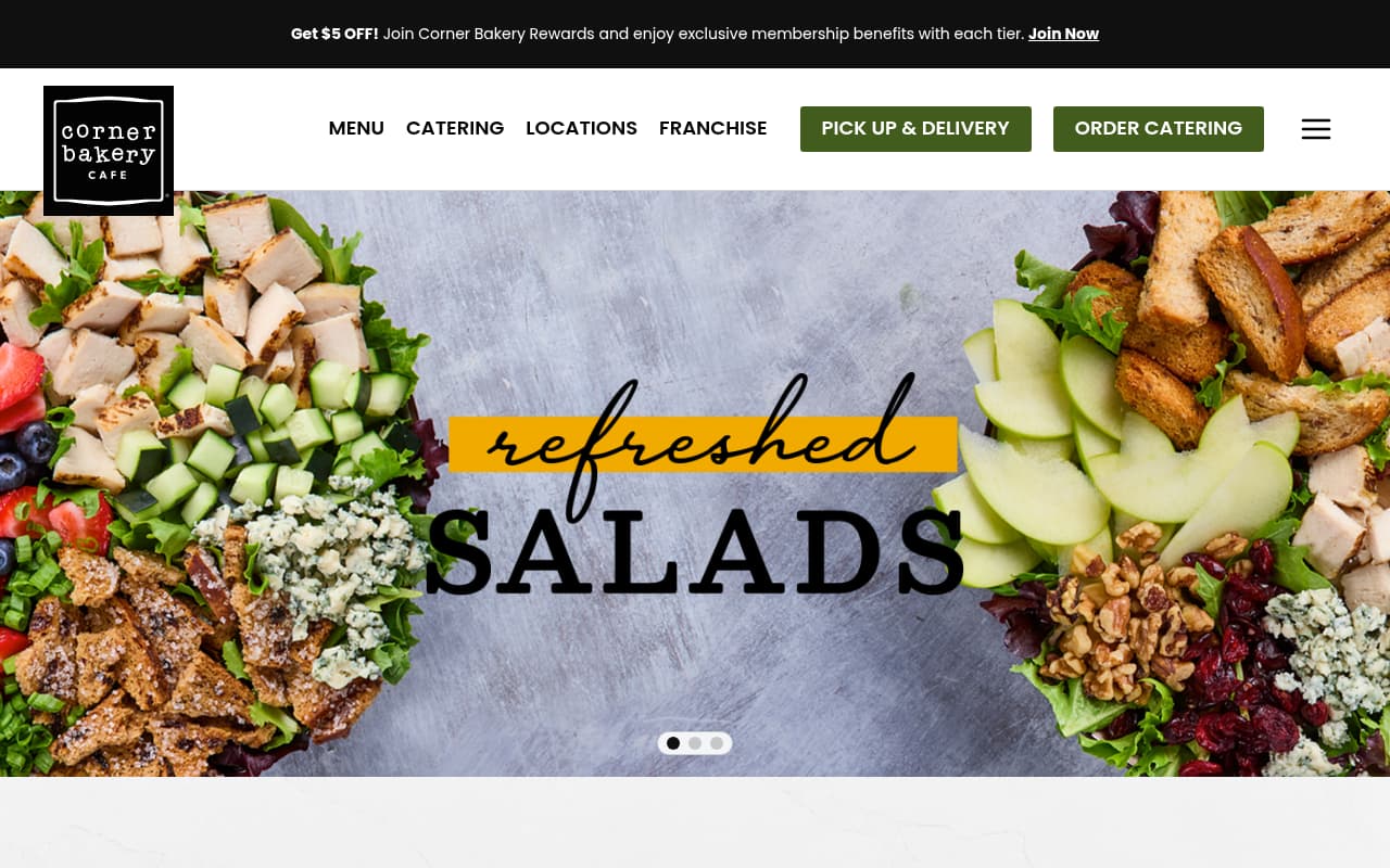 Corner Bakery Cafe website screenshot