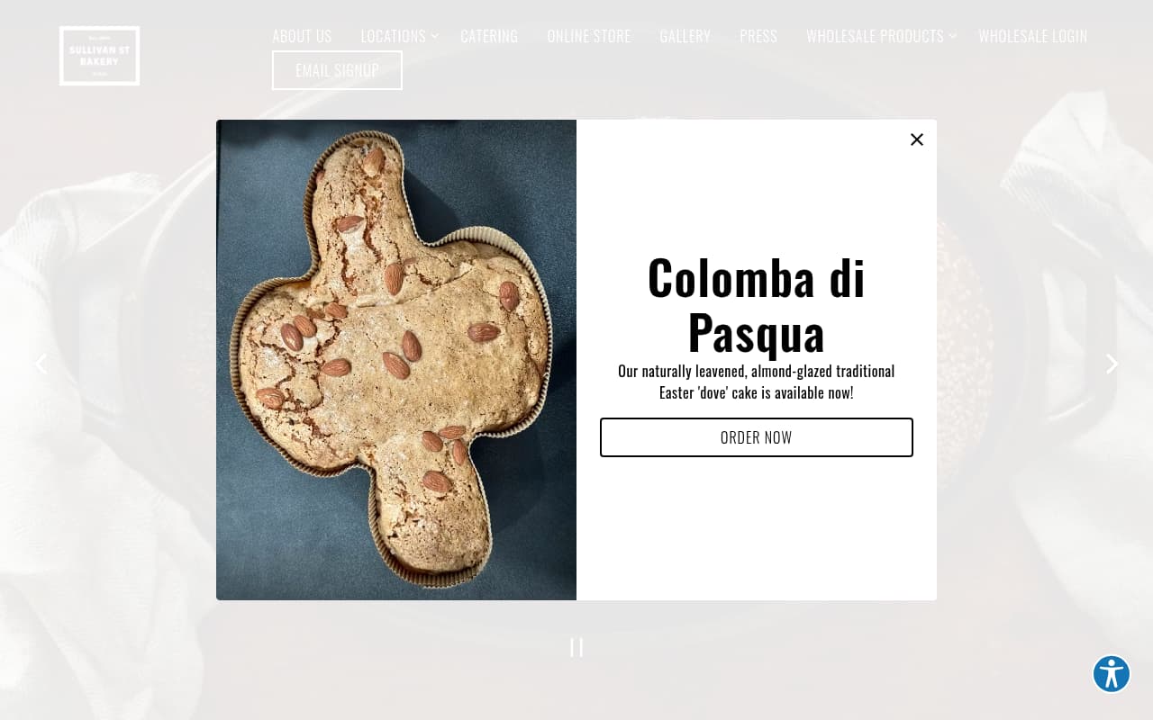 Sullivan Street Bakery website screenshot
