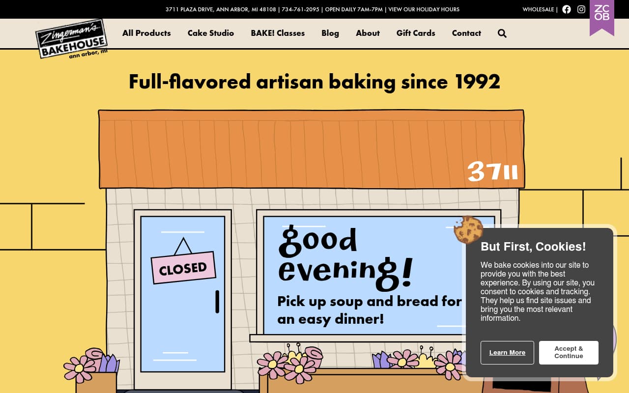Zingerman's Bakehouse website screenshot