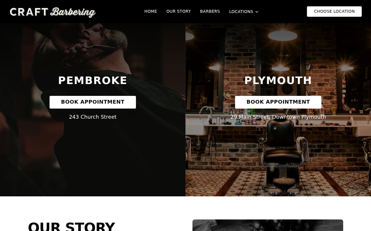Craft Barbers website screenshot
