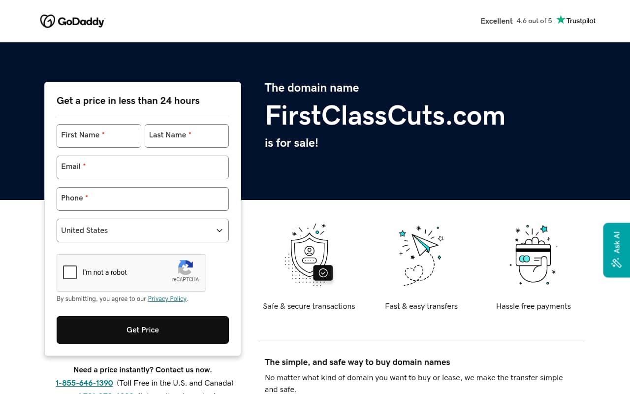 First Class Cuts website screenshot